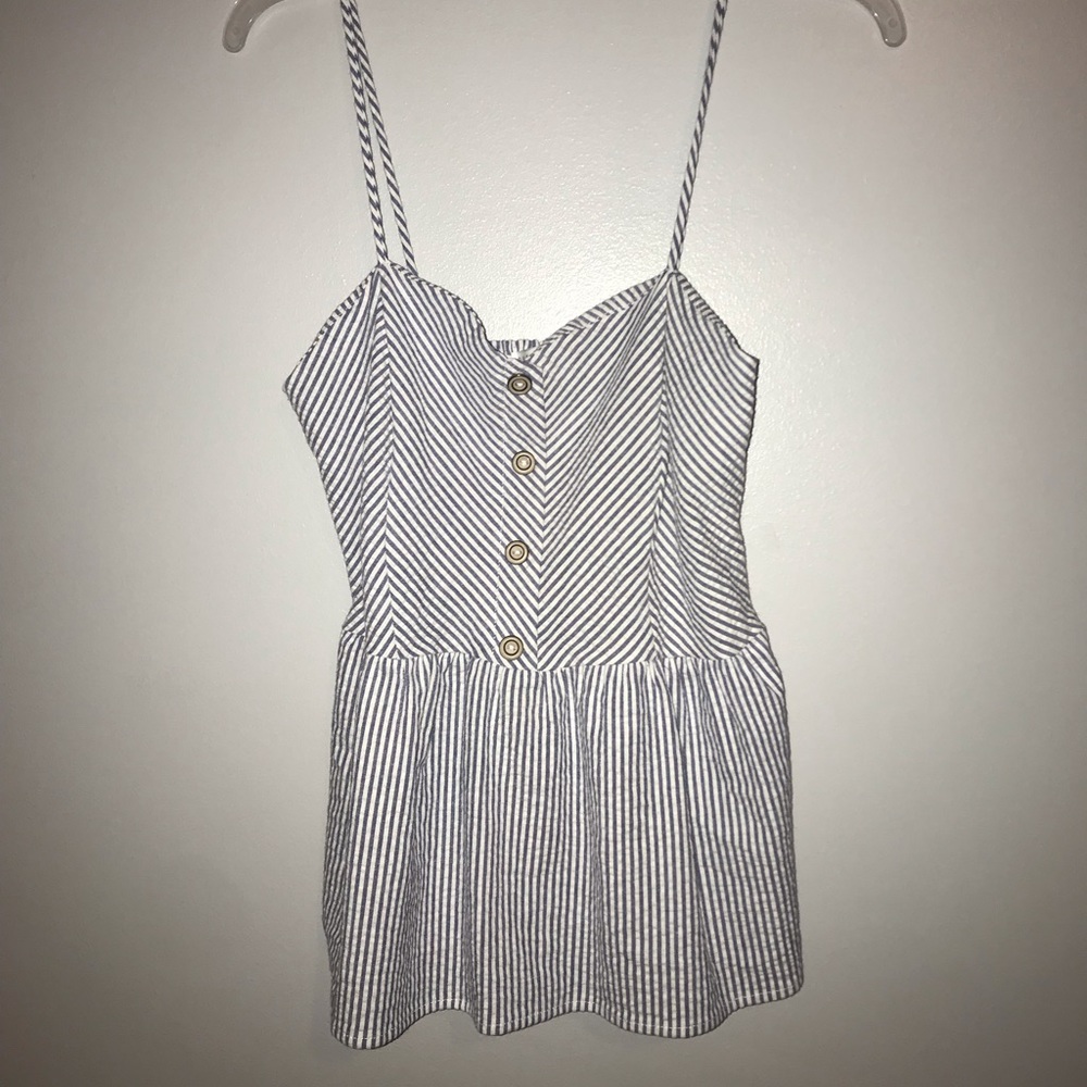 Blue and White Striped Tank